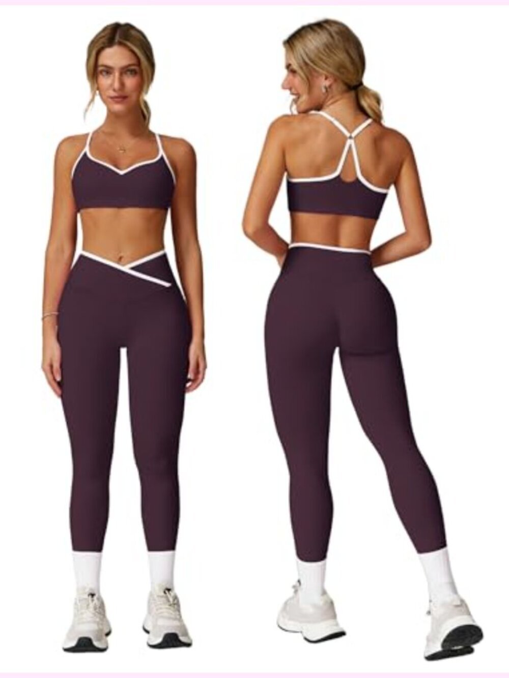 2 Piece Strappy Sports Bra & High Waist Shorts Workout Set